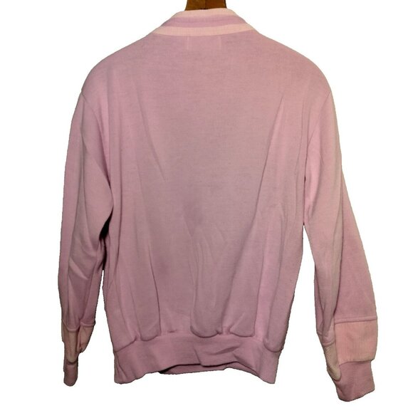 Vintage 1980s Mock Neck Sweatshirt Medium Pink Mixed Knit Retro Snap READ - Picture 2 of 16